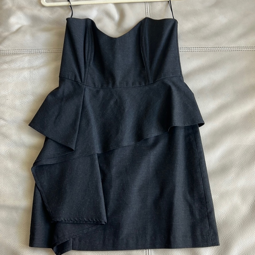 Mason dress size 4 dark gray strapless dress. Like new.